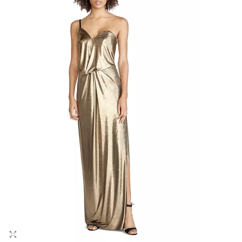 HALSTON HERITAGE One Shoulder Metallic Gown Size 0 /.XS